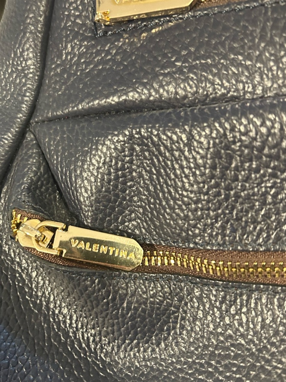 Valentina Genuine Leather Convertible Cross Body Purse Navy Blue Made In Italy - Picture 7 of 11